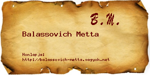Balassovich Metta névjegykártya